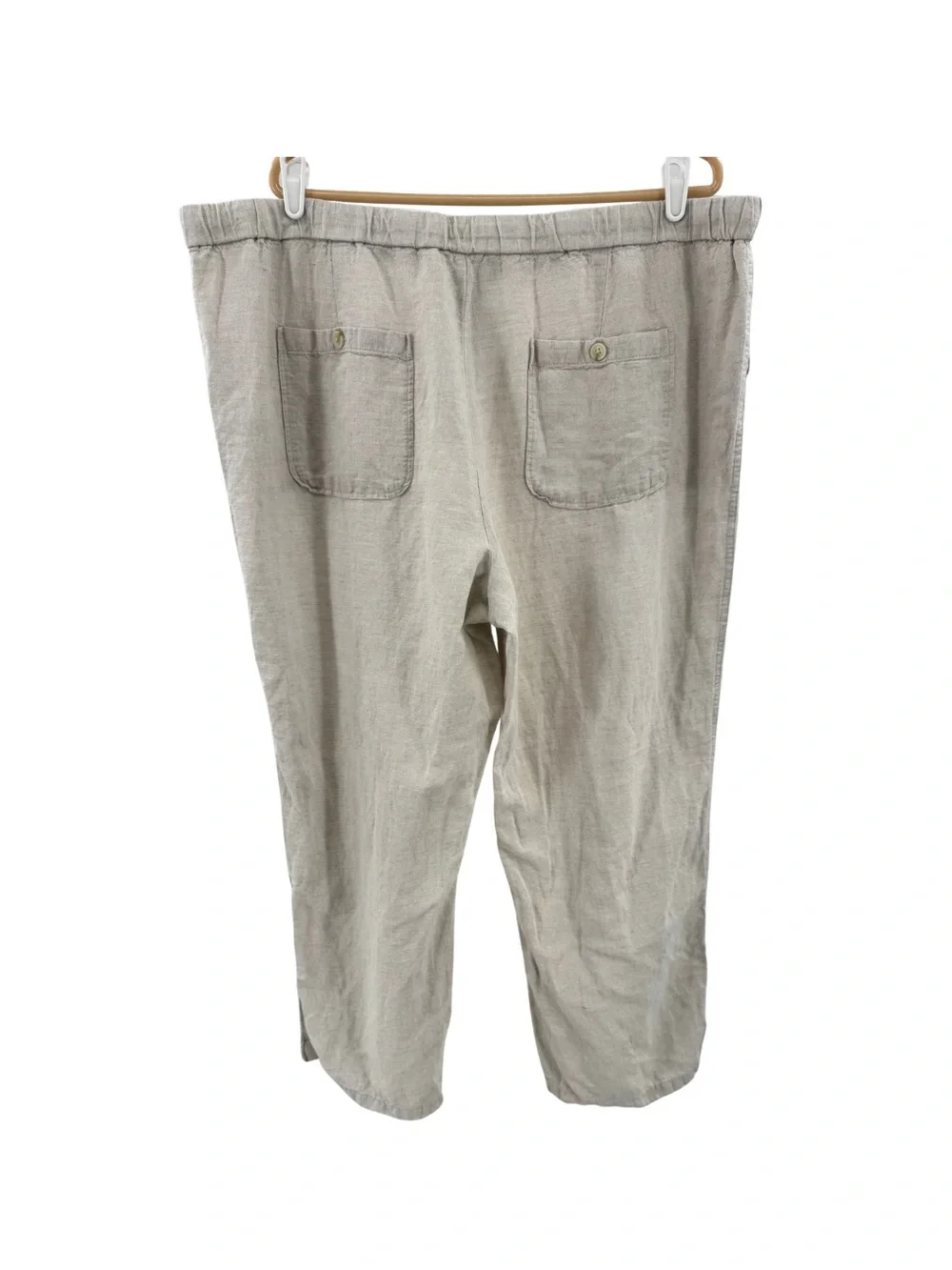 Liz Claiborne Light Khaki Cream Drawstring Linen-Blend Pants XXL casual neutral